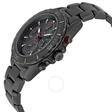 michael kors jetmaster black tone carbon fiber watch